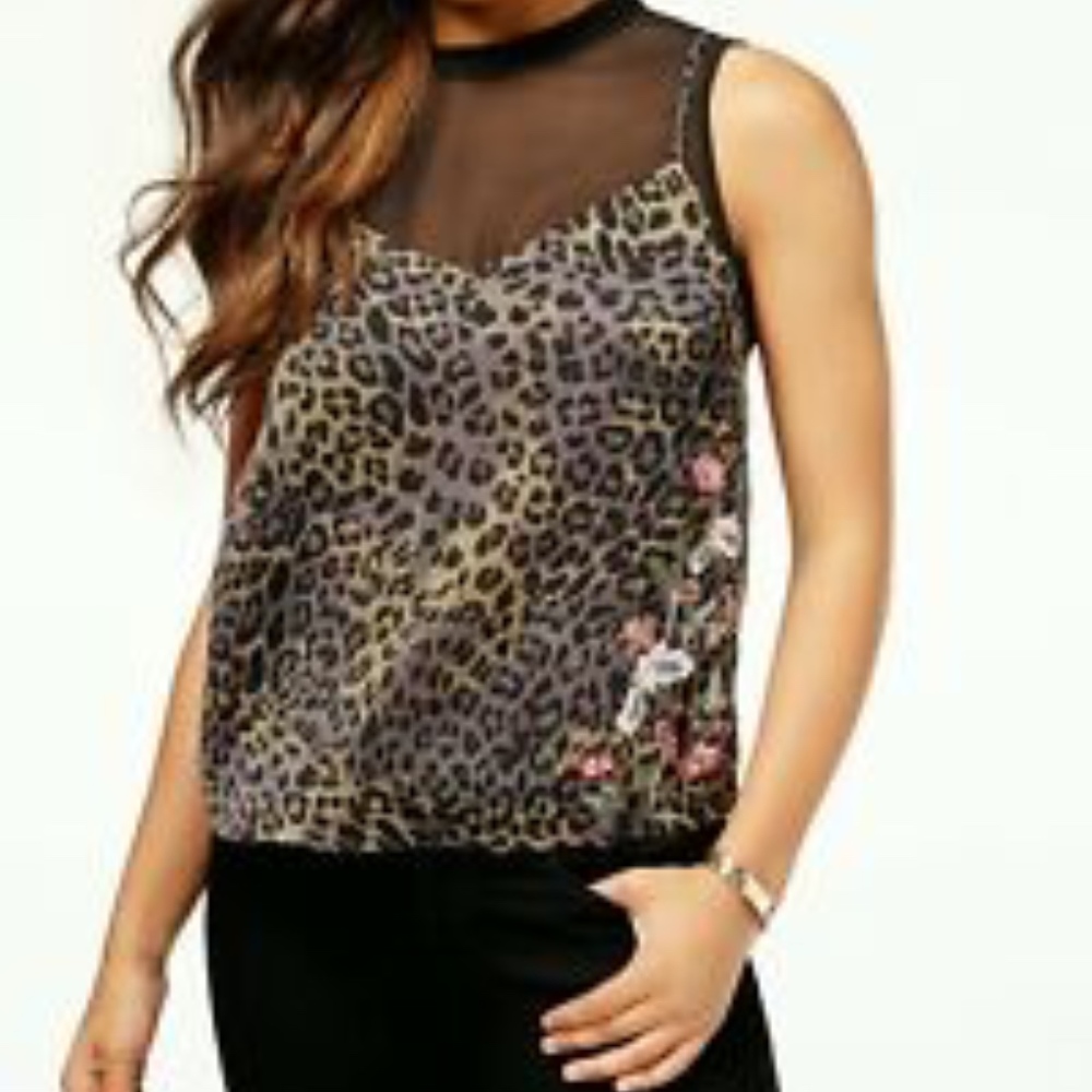 NWOT- Guess Odessa Animal Print Layered Top!
